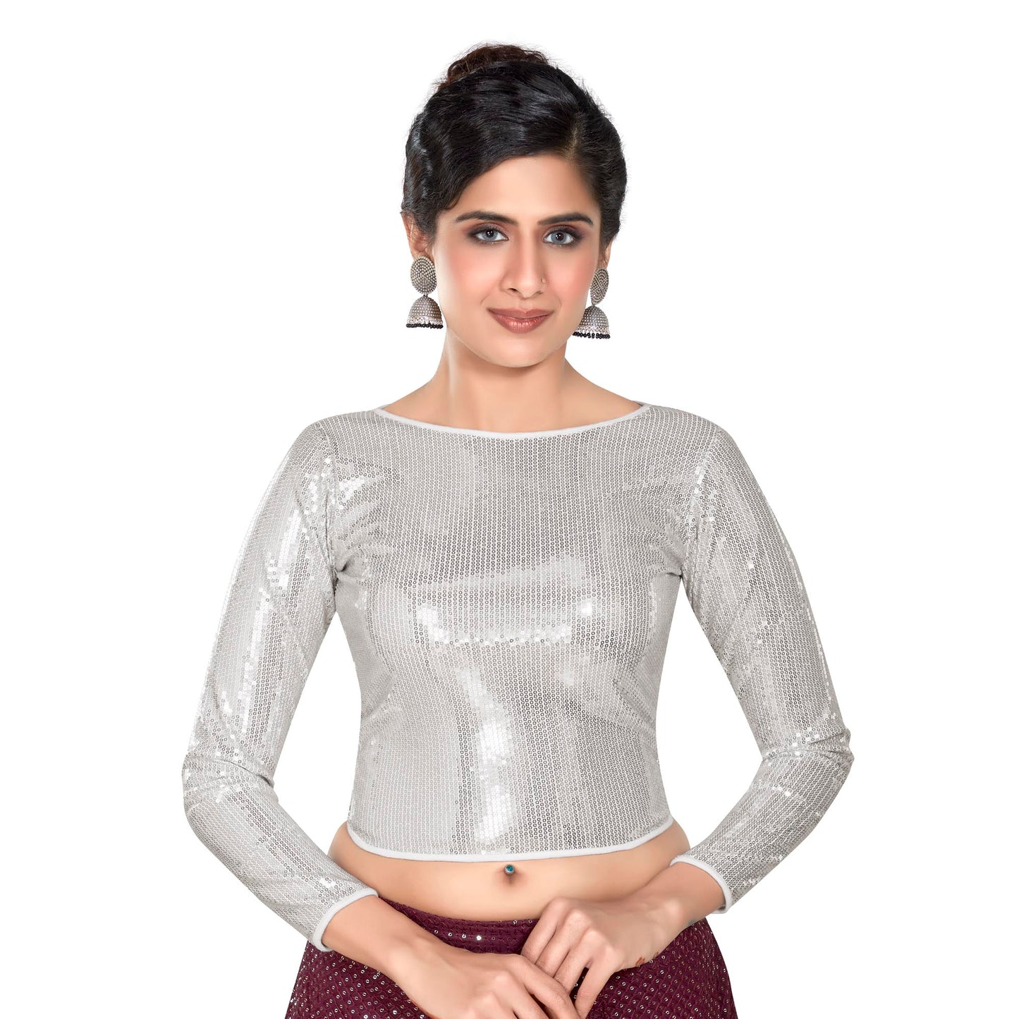 Priya Saree Blouse - Silver