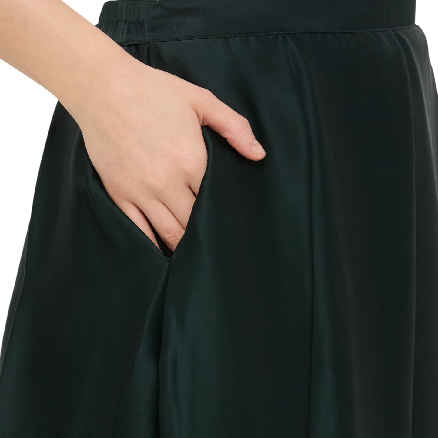Bottle Green Satin Skirt with Pocket, Full Length Lehenga Skirt for Women, Festive Desi Outfit, Modern Indian Clothing Readymade USA