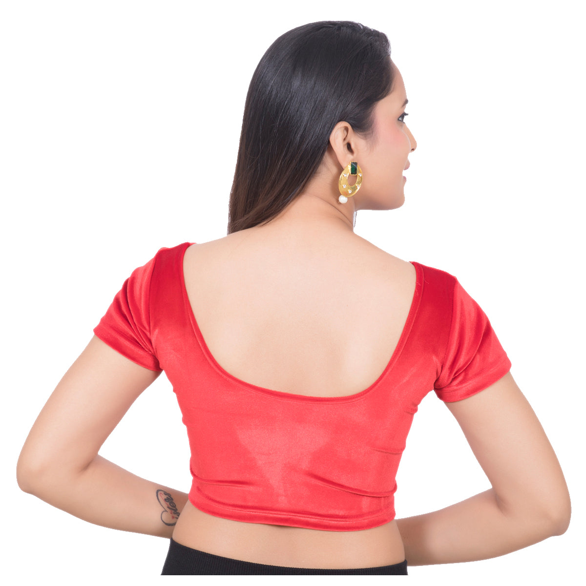 Velvet Saree Blouse - Red, Handmade Indian Velvet Short Sleeve Stretchable Saree Blouse for Women Readymade USA, Choli Blouse for Sari