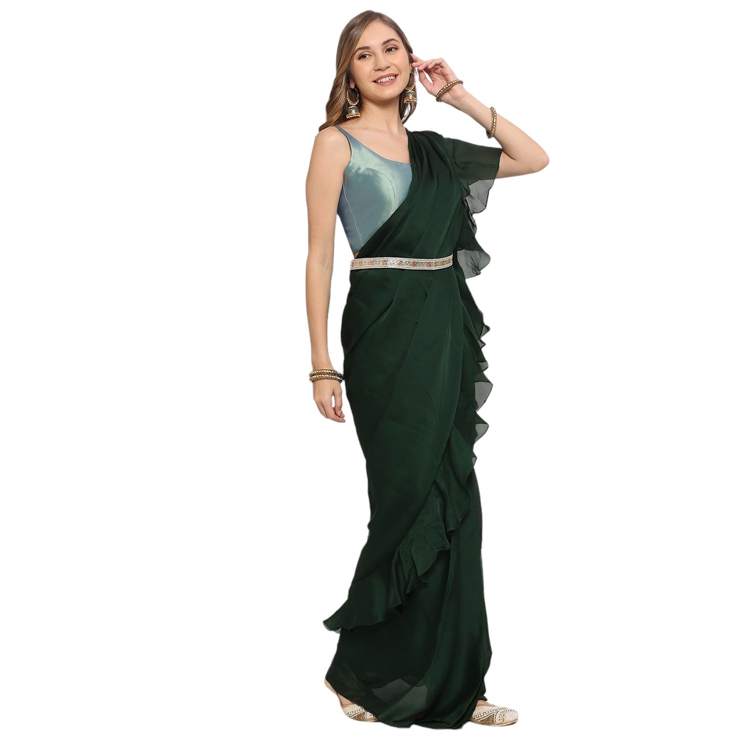Ananya Ready to Wear Saree, Satin 1 Minute Pre Stitched Saree, Indian Wedding Guest Outfit