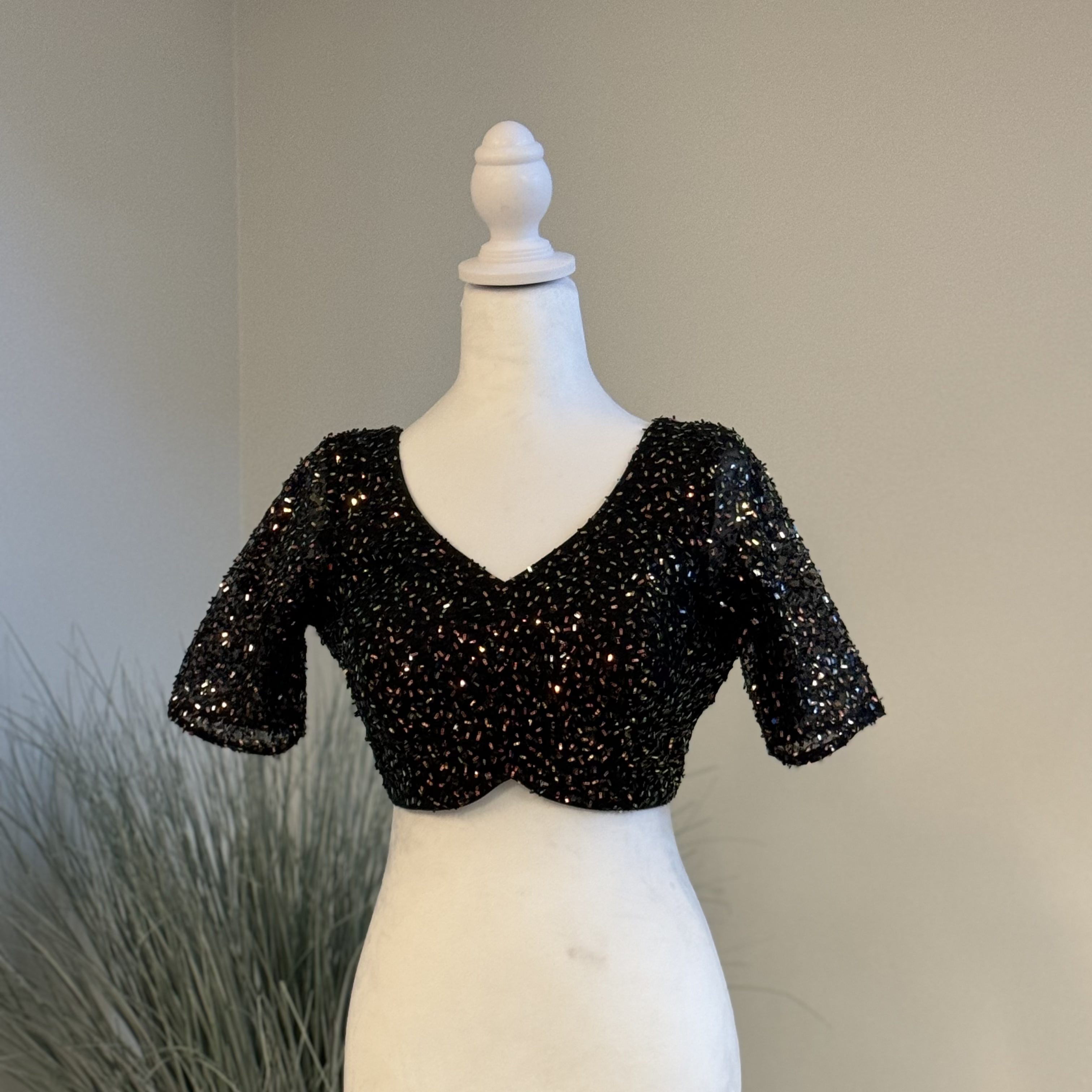 Ananya Saree Blouse - Midnight Black, Handmade Indian Half Sleeve  Saree Blouse for Women Readymade USA, Choli Blouse for Sari