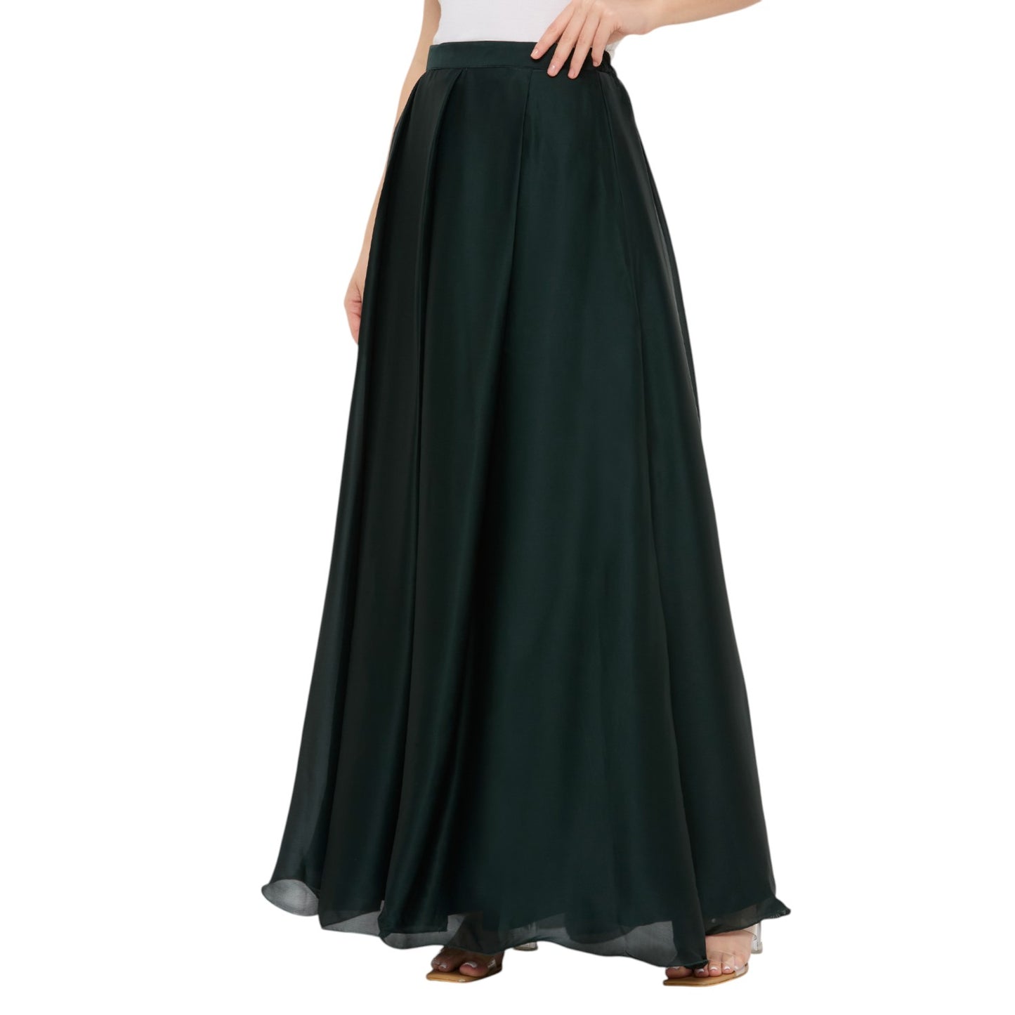 Bottle Green Satin Skirt with Pocket, Full Length Lehenga Skirt for Women, Festive Desi Outfit, Modern Indian Clothing Readymade USA