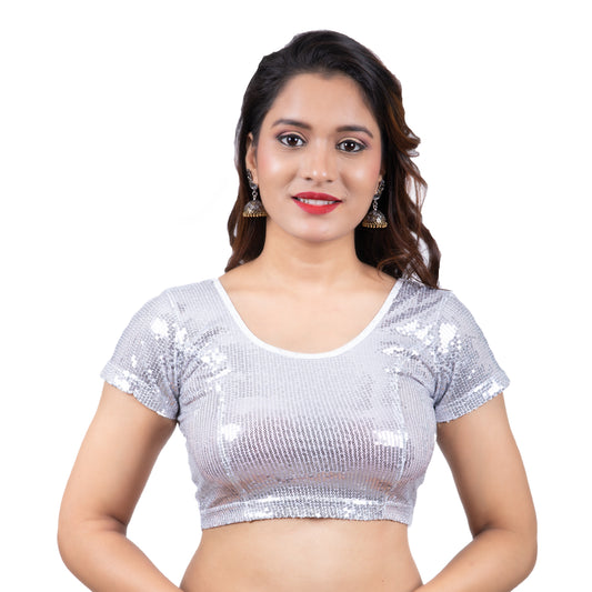 Rani Saree Blouse - Silver